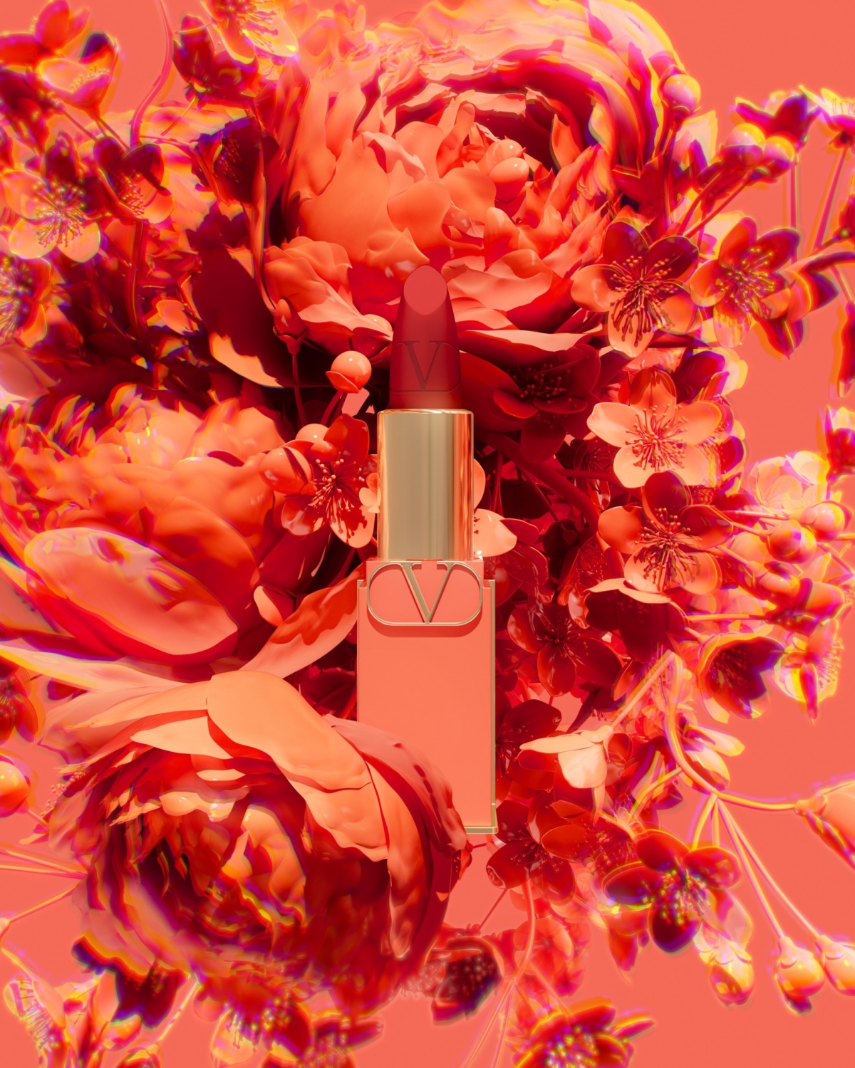 VALENTINO BEAUTY 高訂柔霧唇膏繁花珊瑚限量版，NT$1,500