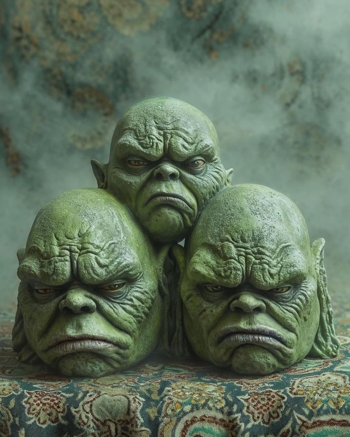 AI寫實化《神隱少女》湯婆婆屋子裡三顆頭