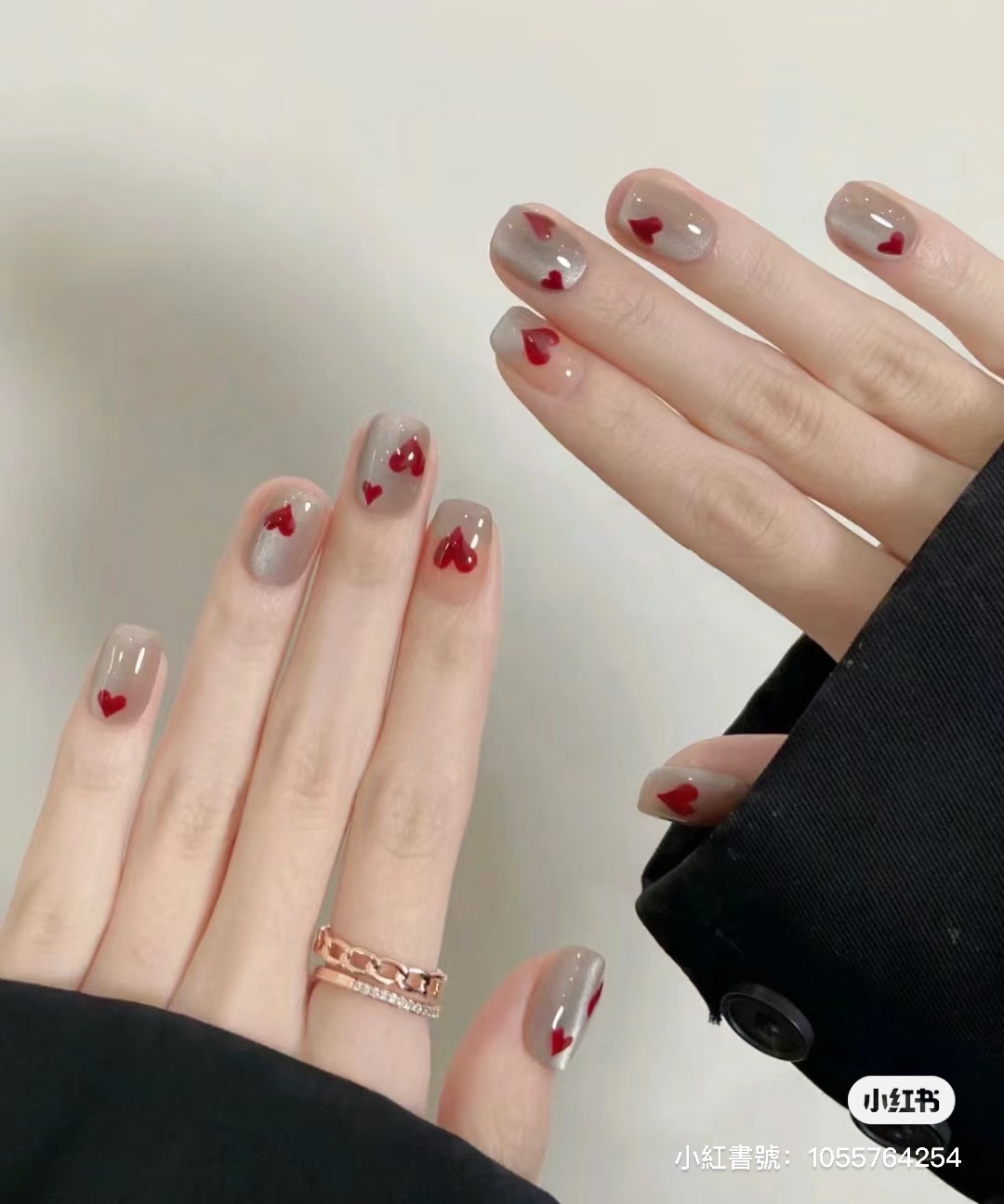 愛心貓眼光療推薦06:紅色小愛心貓眼