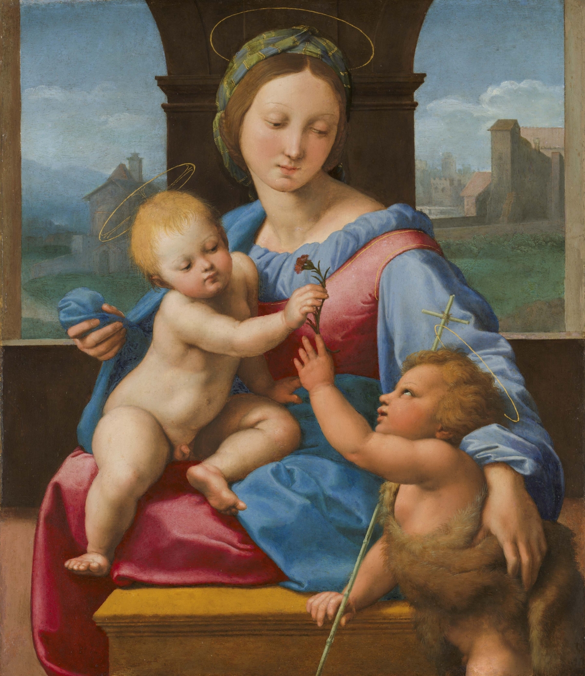 拉斐爾（1483–1520）作品8〈聖母子與施洗者約翰〉（阿爾瓦聖母），約1510–1511創作。