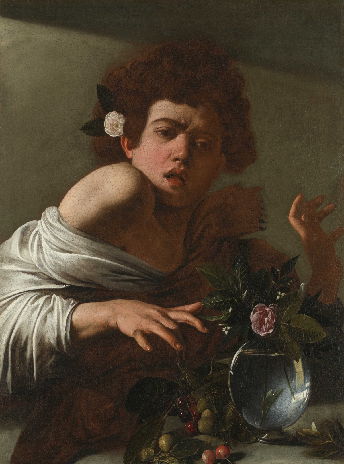 米開朗基羅．梅里西．達．卡拉瓦喬（1571-1610）作品〈被蜥蜴咬傷的男孩〉，約1594-1595年創作。