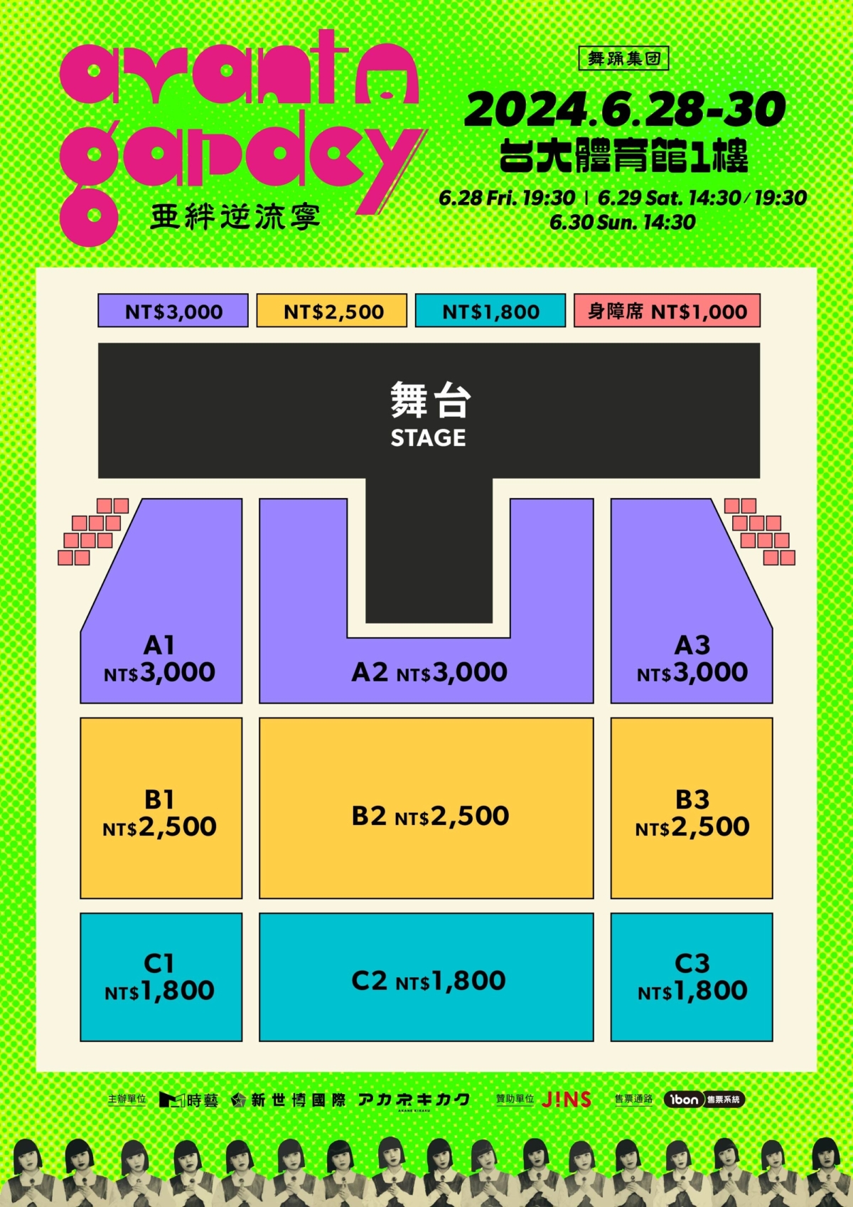 avantgardey亞洲區巡迴台灣站票價圖。