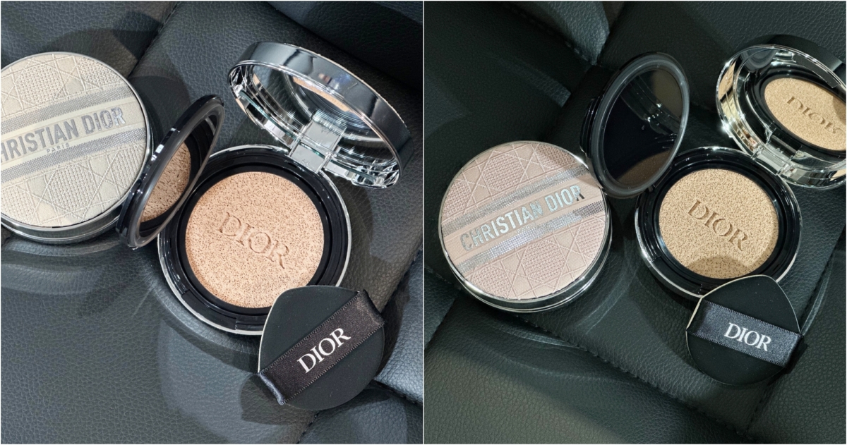 迪奧 迪奧超完美亮妍氣墊粉蕊13g，NT$1,800/迪奧超完美氣墊外殼(杏色/粉色藤格紋)，NT$1,250