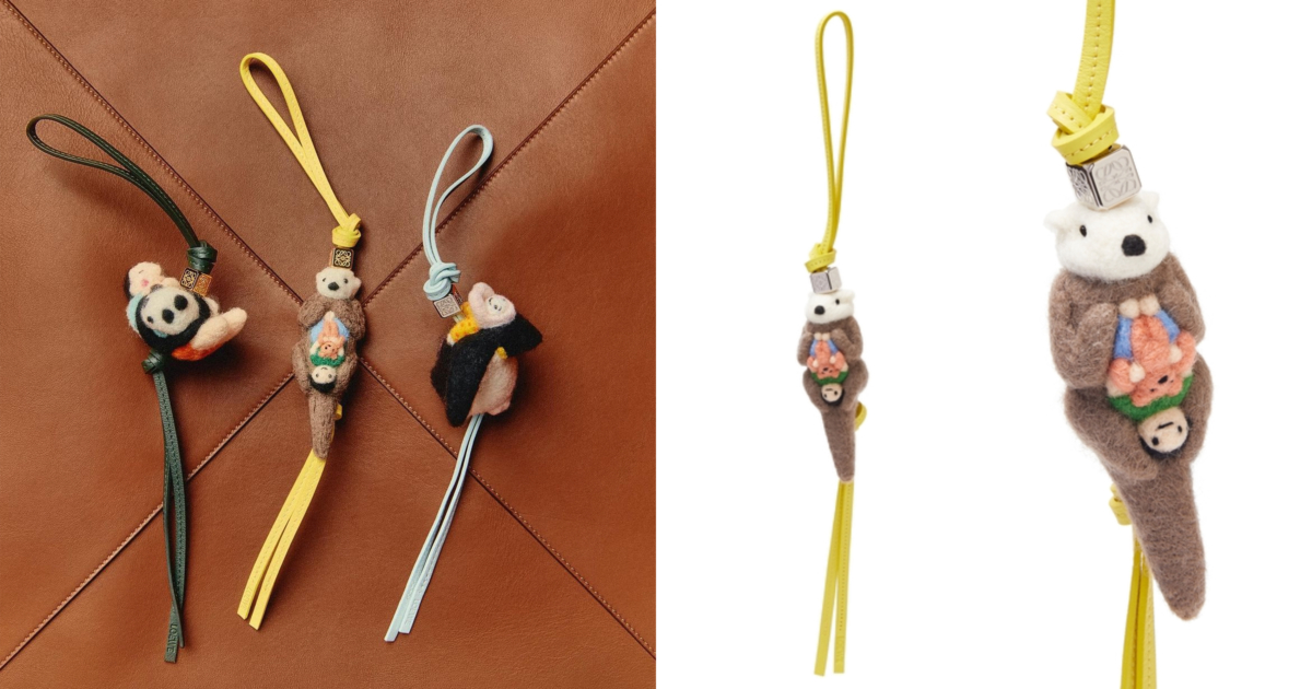 LOEWE otter charm in felt and calfskin