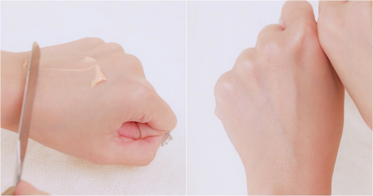 植村秀無極限控油妝前乳質地試色