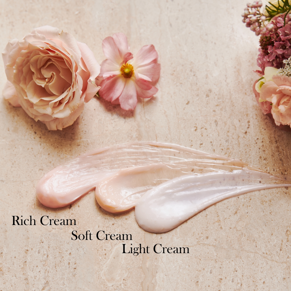 蘭蔻「玫瑰霜」還針對不同膚質與使用習慣推出3種乳霜質地