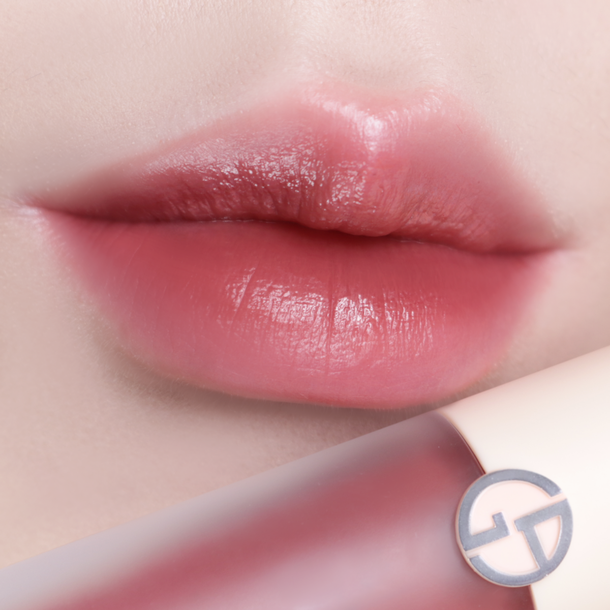 Giorgio Armani「奢華絲緞訂製水唇釉 裸粉限定版」#14冷煙奶凍＋#16冷煙野莓