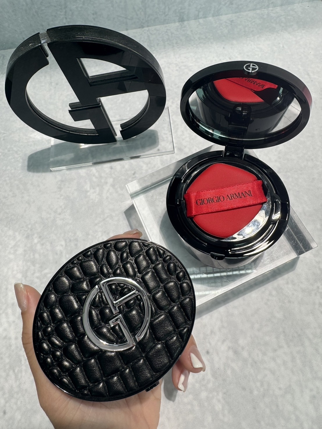 ARMANI BEAUTY 完美絲絨持久氣墊粉餅 奢黑鱷紋限定包裝