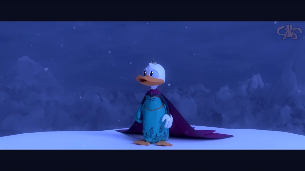 唐老鴨化身《冰雪奇緣》艾莎女王模樣可愛