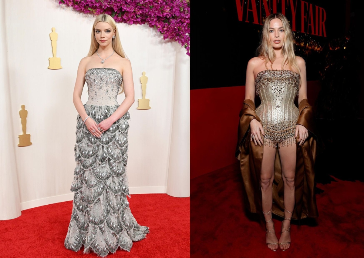 2024 第96屆奧斯卡金像獎 Anya Taylor-Joy 穿著 Dior 1949/50 秋冬高級訂製服、瑪格羅比也選擇 Mugler 1996 春夏金色馬甲。