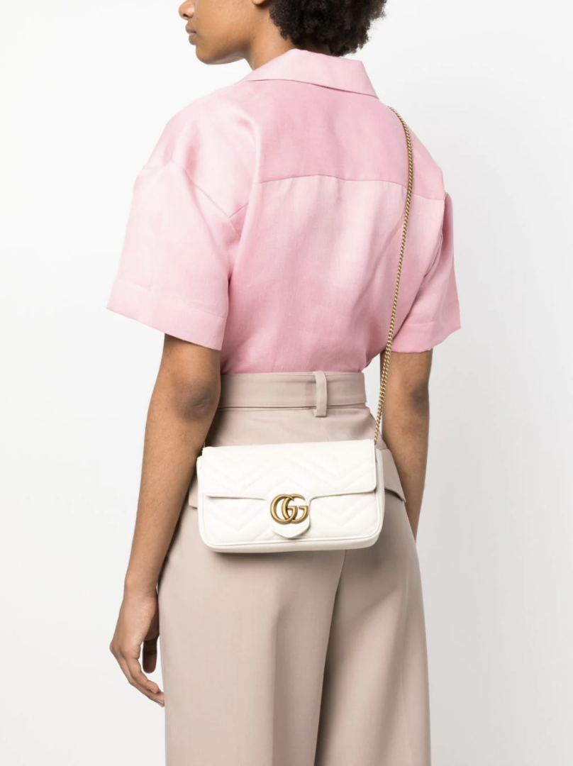 Gucci GG Marmont 皮質迷你搭鏈錢包