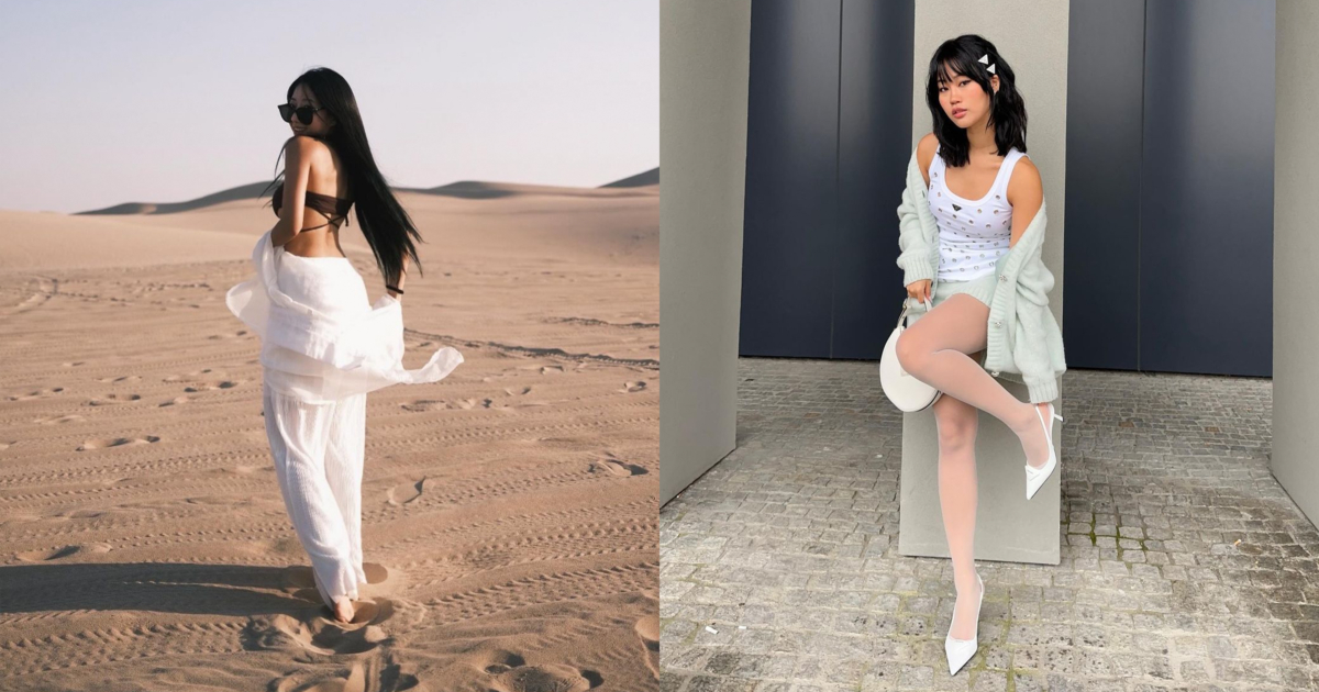 外套露肩拍照示範