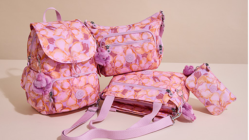 Kipling 粉橘花卉印花系列產品