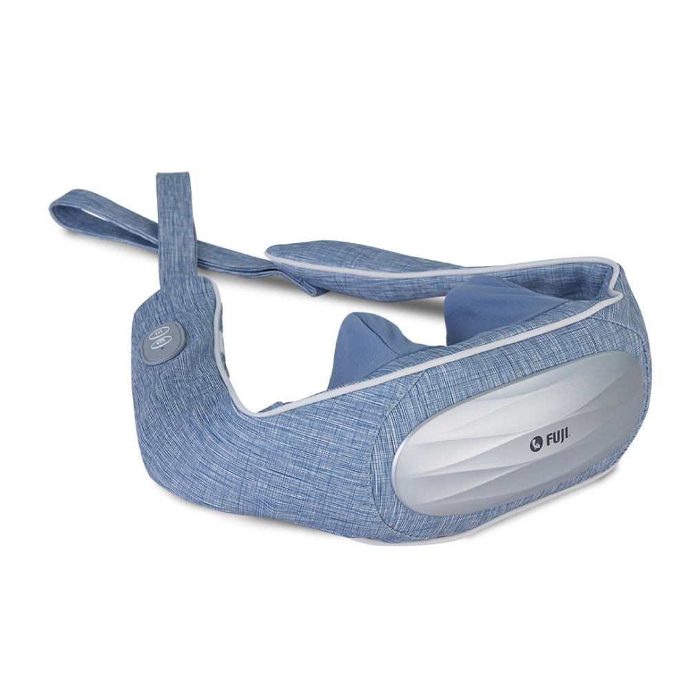 無線肩頸揉捏按摩器有拉帶可自行調整按摩角度