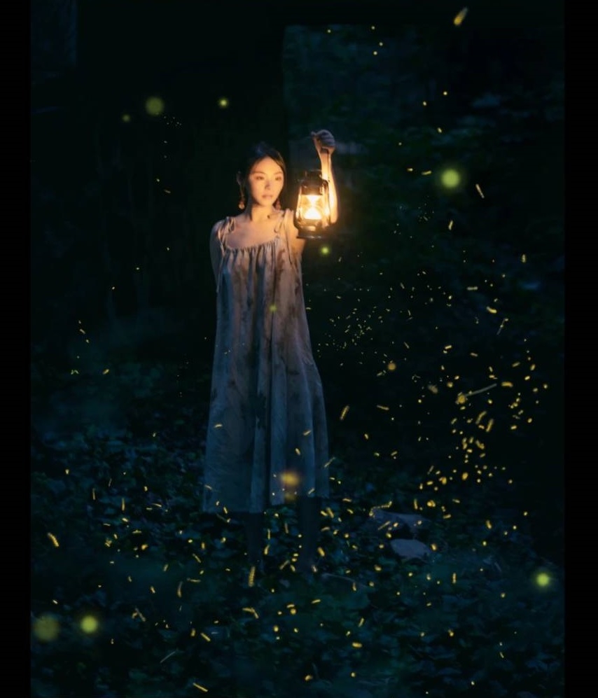 夜晚中的螢光點點耀眼非凡。