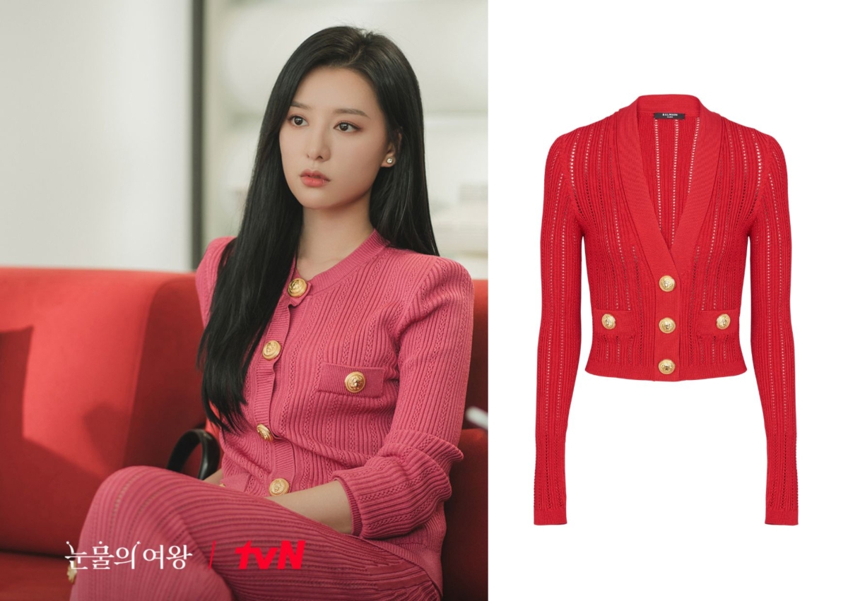 Balmain 金釦針織V領開襟衫 (紅) ,價格店洽