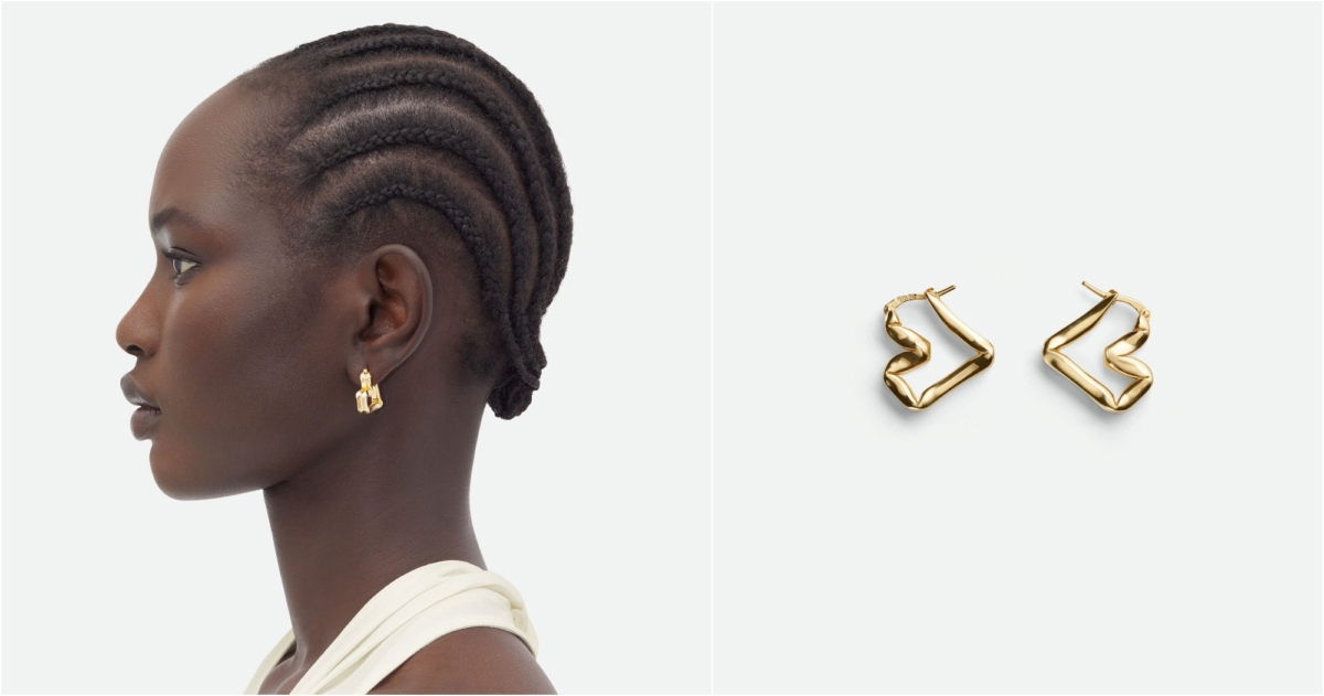 BOTTEGA VENETA H BEAM 純銀造型耳環 ，NT$21,900