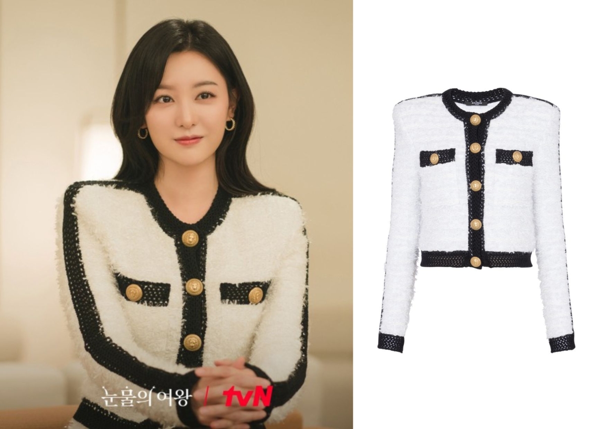 Balmain 金釦針織無領粗花呢夾克,價格店洽