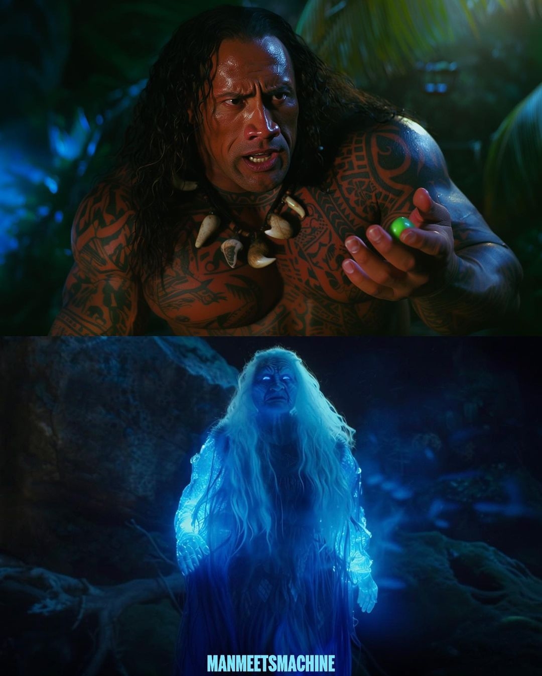 網友模擬巨石強森《海洋奇緣》真人版電影