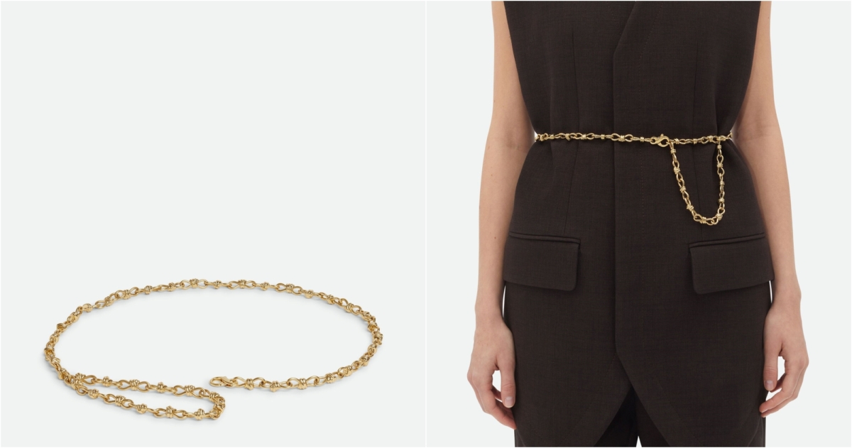 BOTTEGA VENETA ANDIAMO 純銀鍍金編織鏈帶，NT$39,900