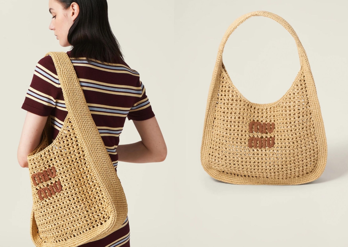 MIU MIU 編織布料半月形手袋，NT$ 81,000