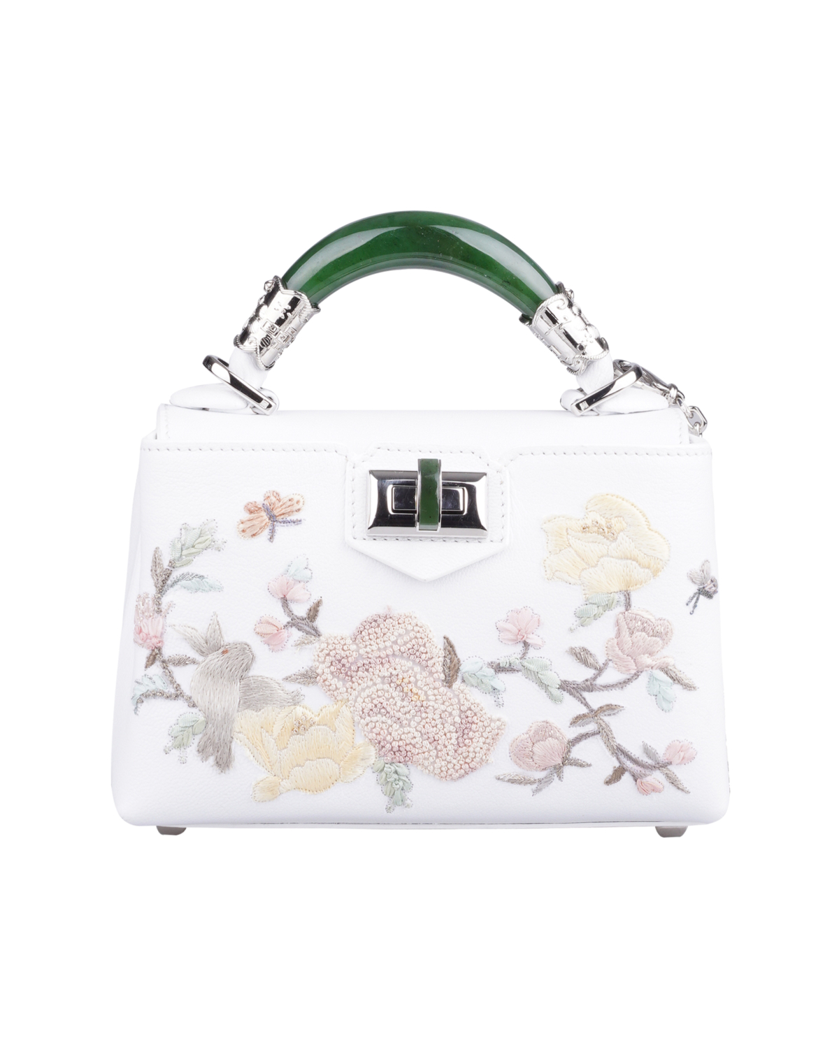 SHIATZY CHEN 荷緜系列,經典刺繡小號白色玉鐲提包,價格店洽