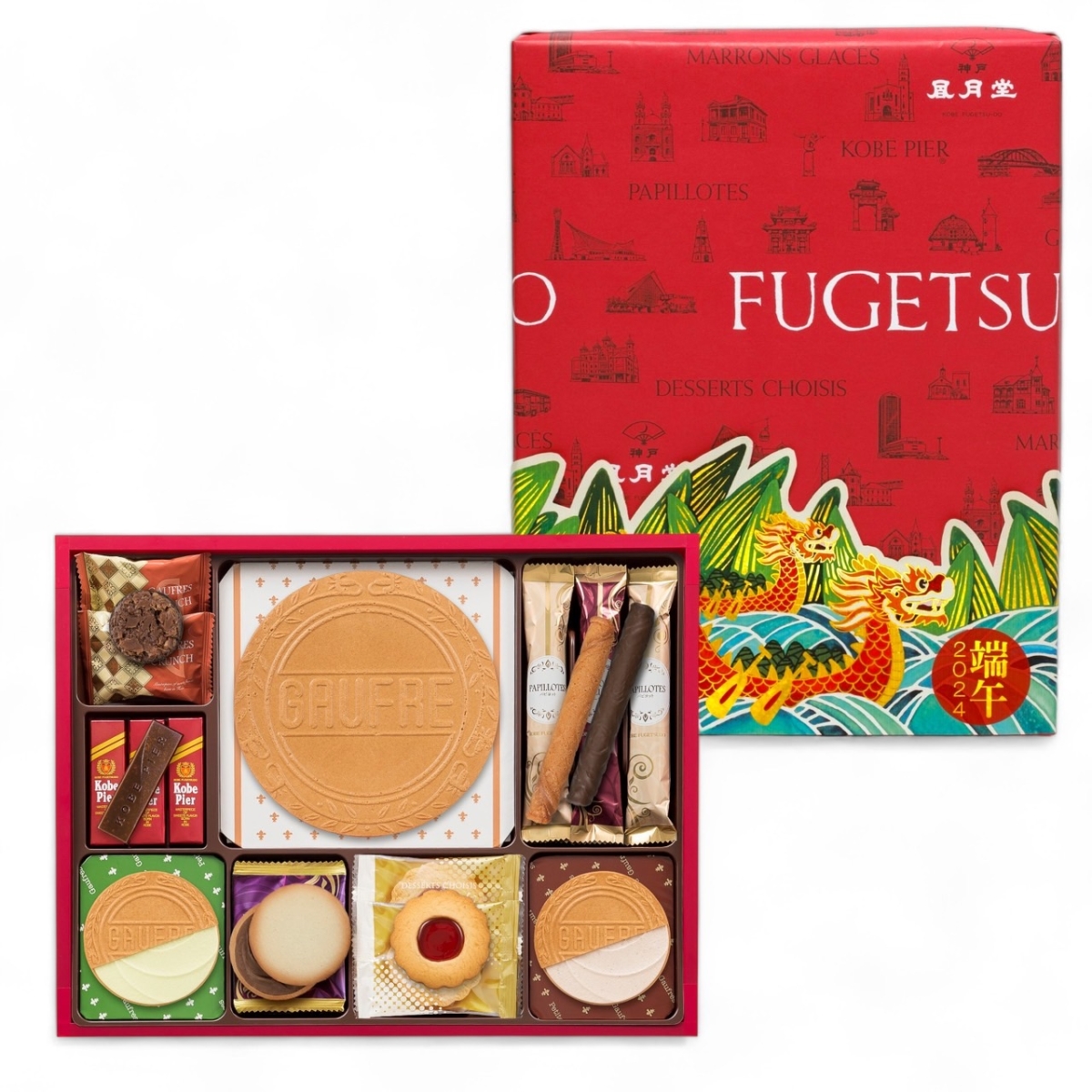 神戶風月堂【緋紅綜合禮盒（28入）】_端午節限定包裝