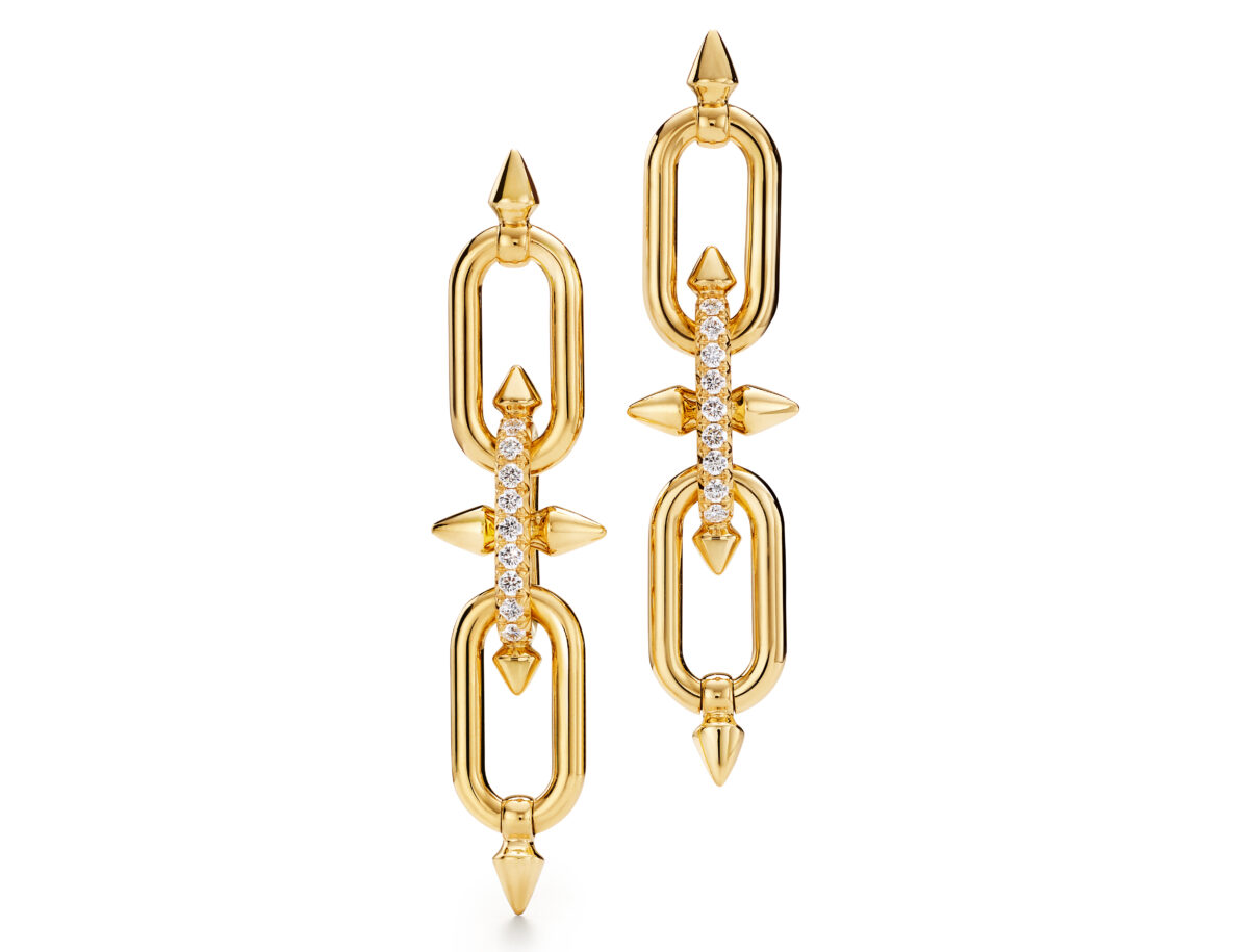 Tiffany Titan by Pharrell Williams系列 18K 黃金鑽石垂墜式耳環