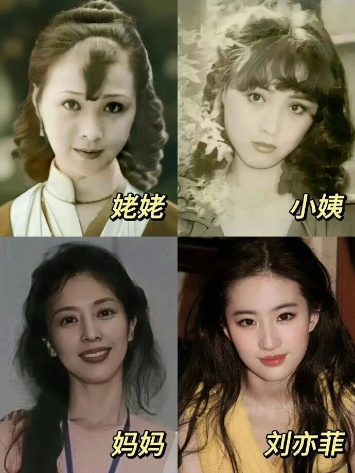 劉亦菲外婆、媽媽、阿姨各個都是超級大美女!