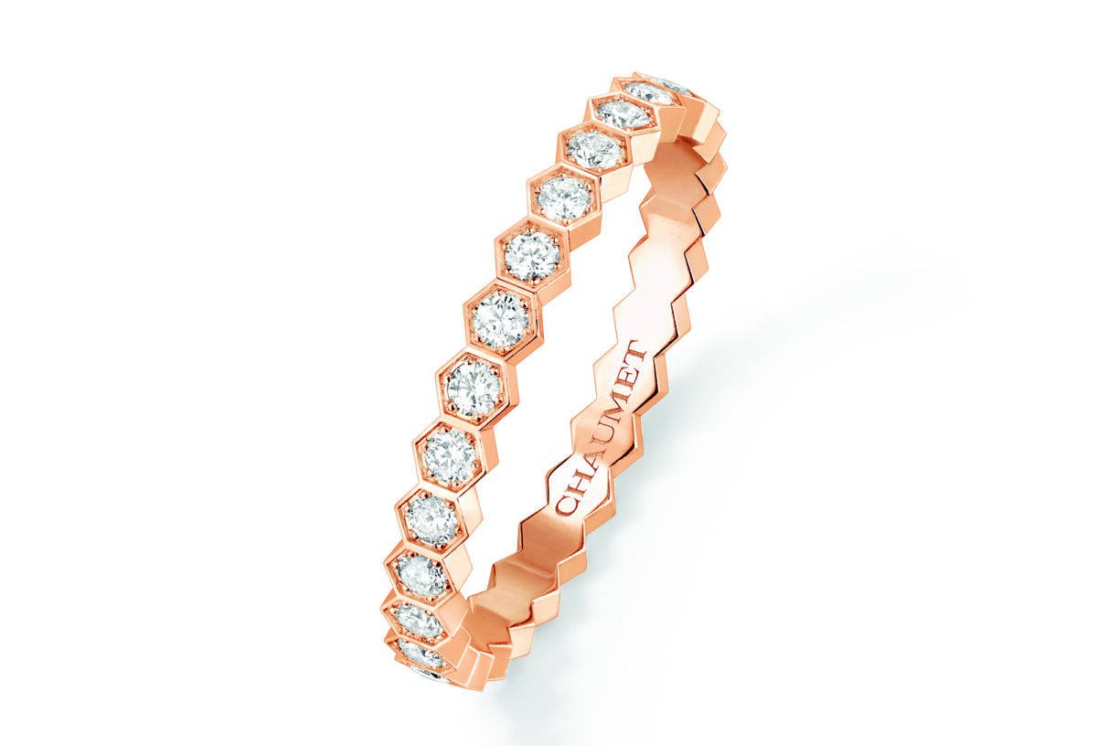 Chaumet Bee My Love 玫瑰金全鋪鑽戒指 (2.5mm),價格店洽