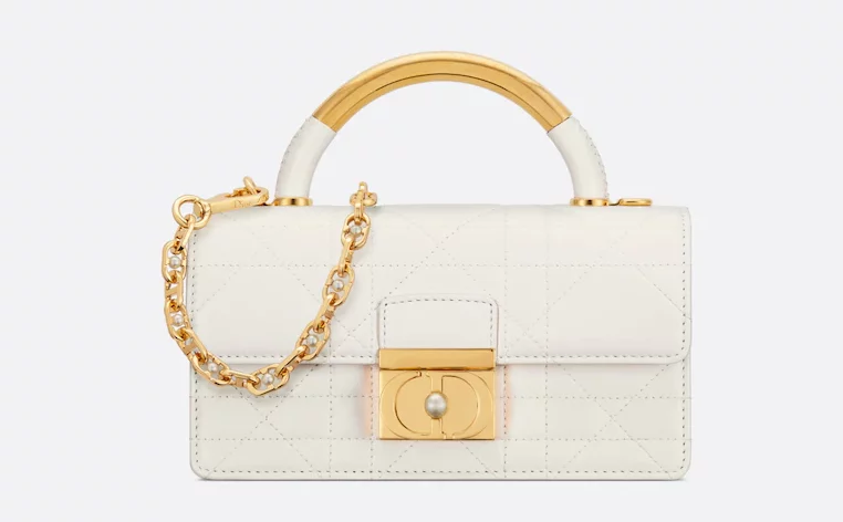 Dior Ange 迷你手提包奶白色Macrocannage 大籐格紋小牛皮,NT$180,000