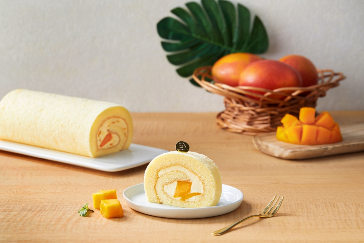 LADY KELLY冰心芒果捲的芒果卡士達與綿密的黃金戚風完美結合,冰冷凍還能享有冰淇淋口感。