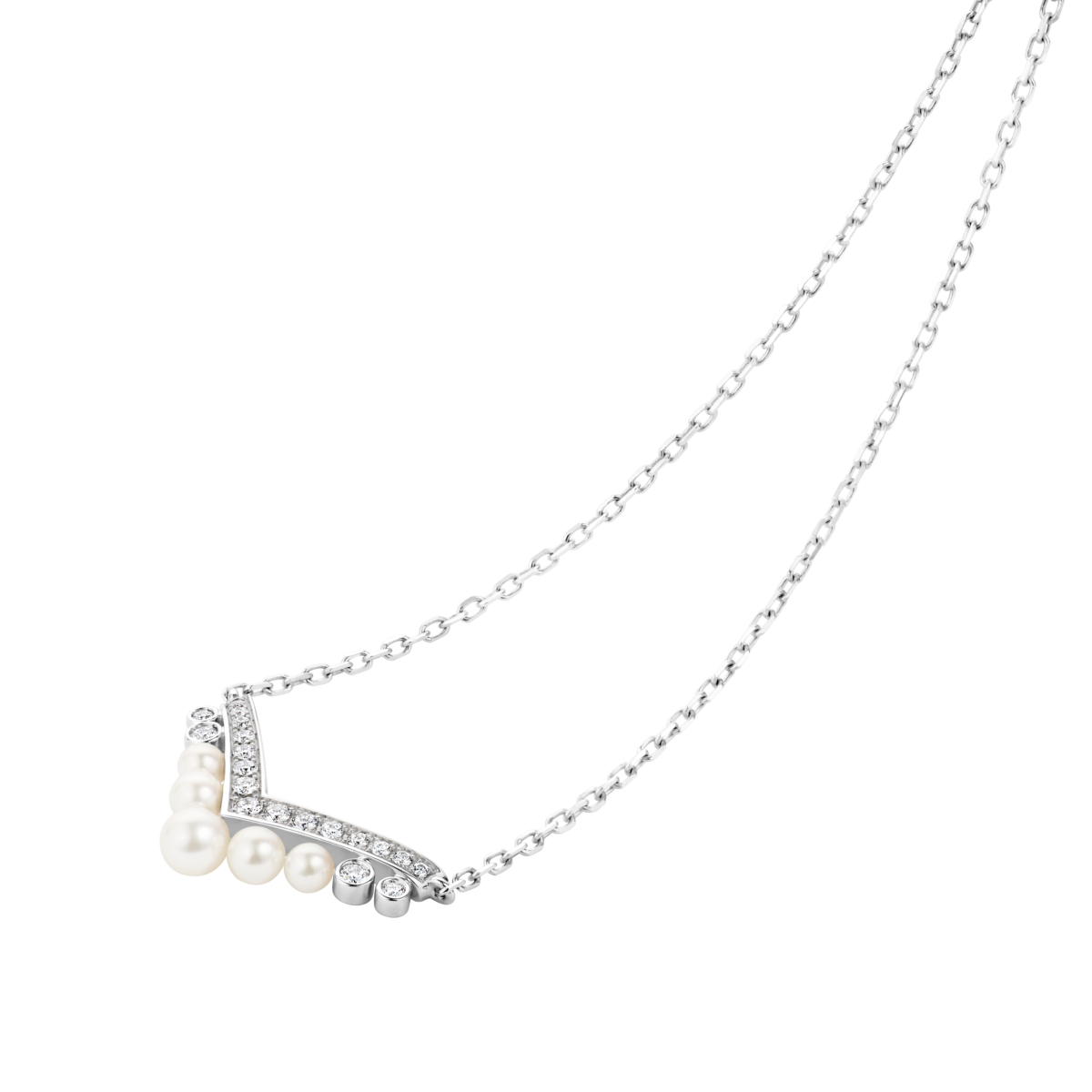CHAUMET Joséphine Aigrette 項鍊18K 白金、Akoya 珍珠、鑽石參考價格NT$168,000