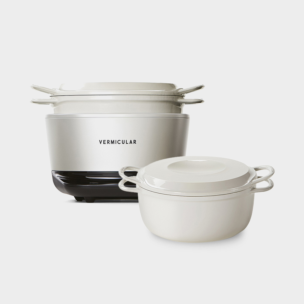 Vermicular MINI IH琺瑯電子鑄鐵鍋(海鹽白)+琺瑯鑄鐵鍋19CM(白) 特價26,500元 原價30,300元(87折)