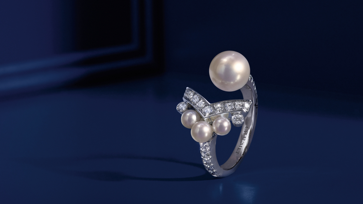 CHAUMET Joséphine Aigrette 戒指 (18K 白金、Akoya 珍珠、鑽石)參考價格NT$264,000