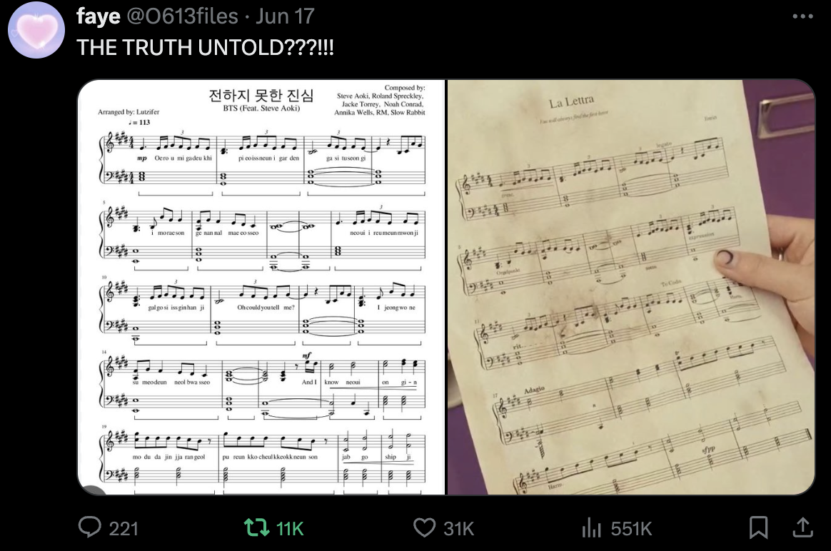 Jimin新專輯《MUSE》影片出現的神秘樂譜，引發阿米瘋狂推論