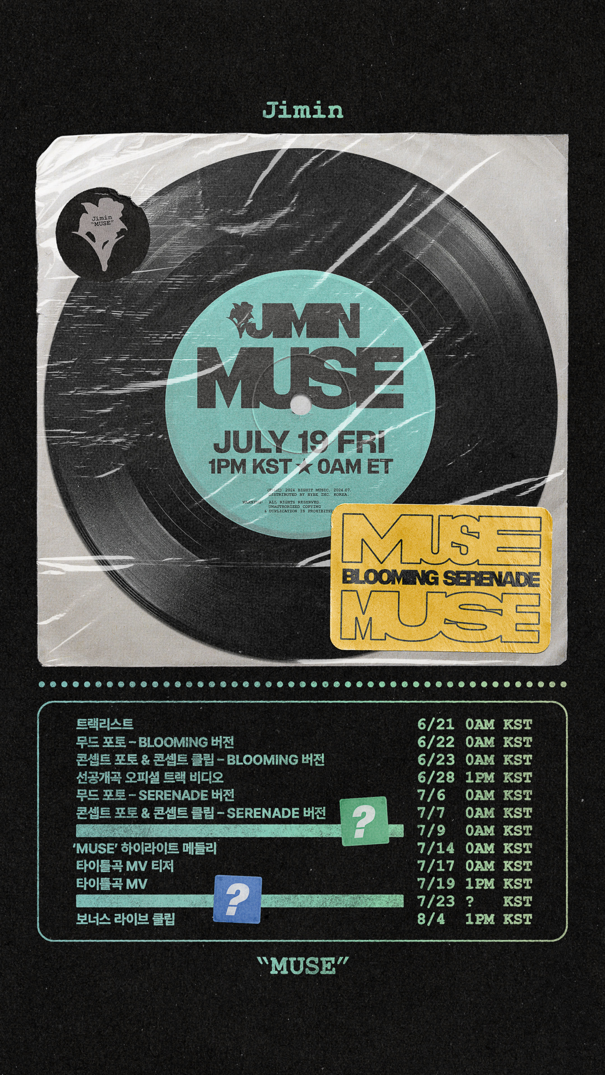 Jimin新專輯《MUSE》排程