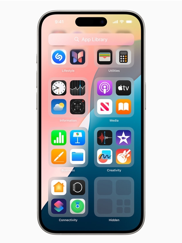 鎖定的 app 可被隱藏於 app 資料庫中的專屬資料夾,如此就不會出現於主畫面上。