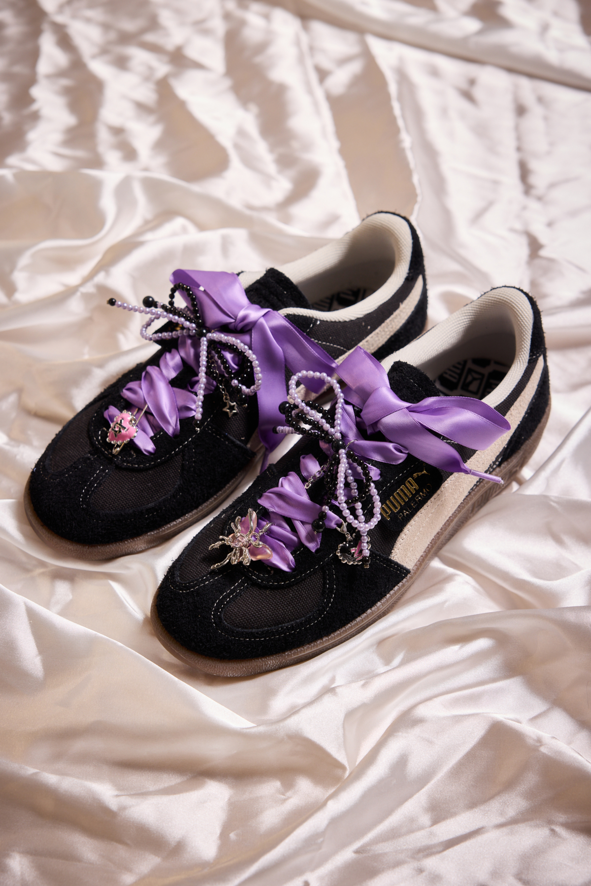 Y2K 蝴蝶結鞋扣掛飾組_酷帥惡魔紫