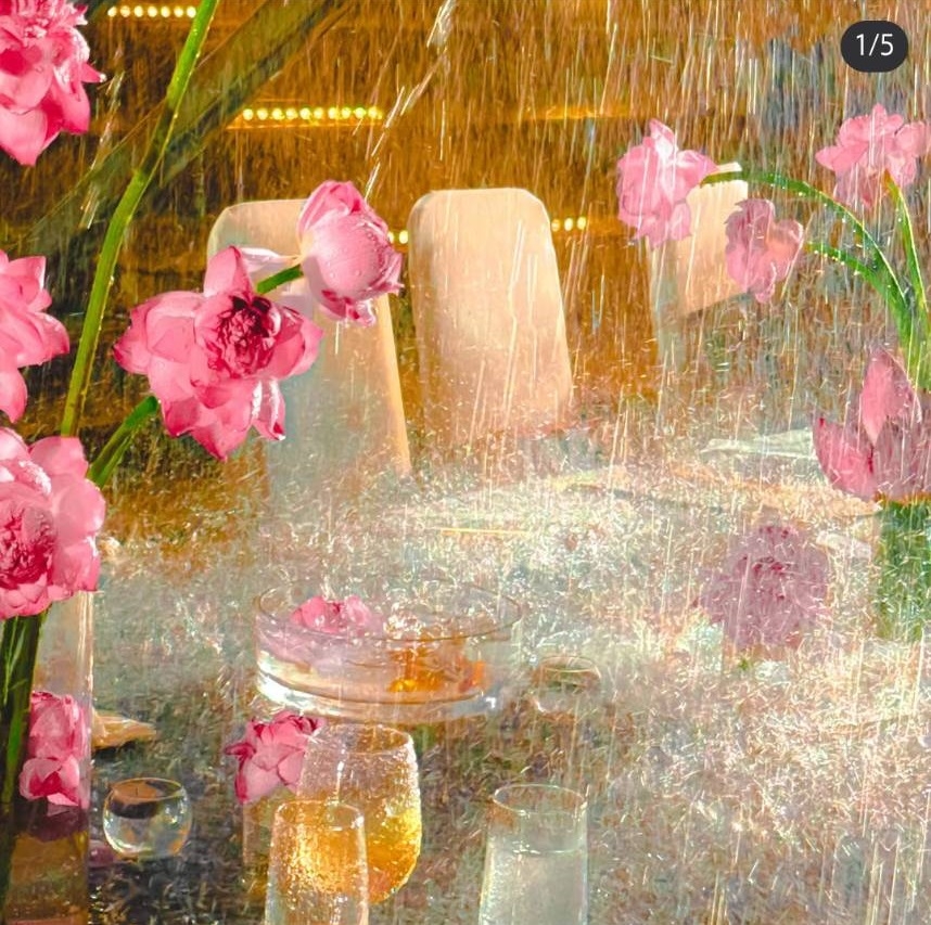 「雨打荷花」經過調色後的樣貌。