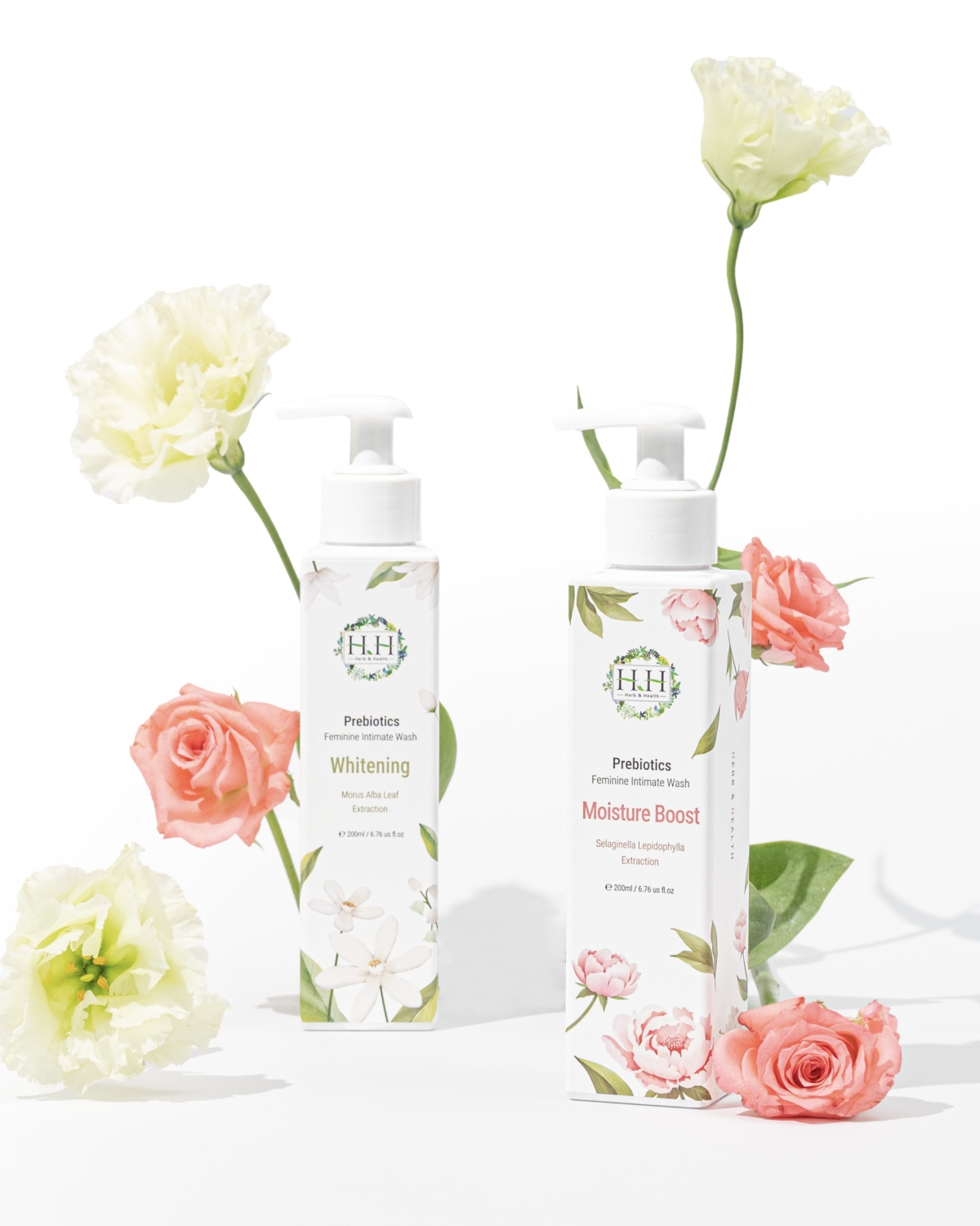 HH私密益生元潔淨露｜(左)橙花鈴蘭-嫩白版、(右)牡丹玫瑰-滋潤版