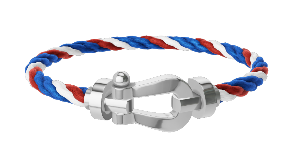 FRED Force 10 系列手鍊 18K白金鍊釦、藍白紅纜繩,NT$ 115,400