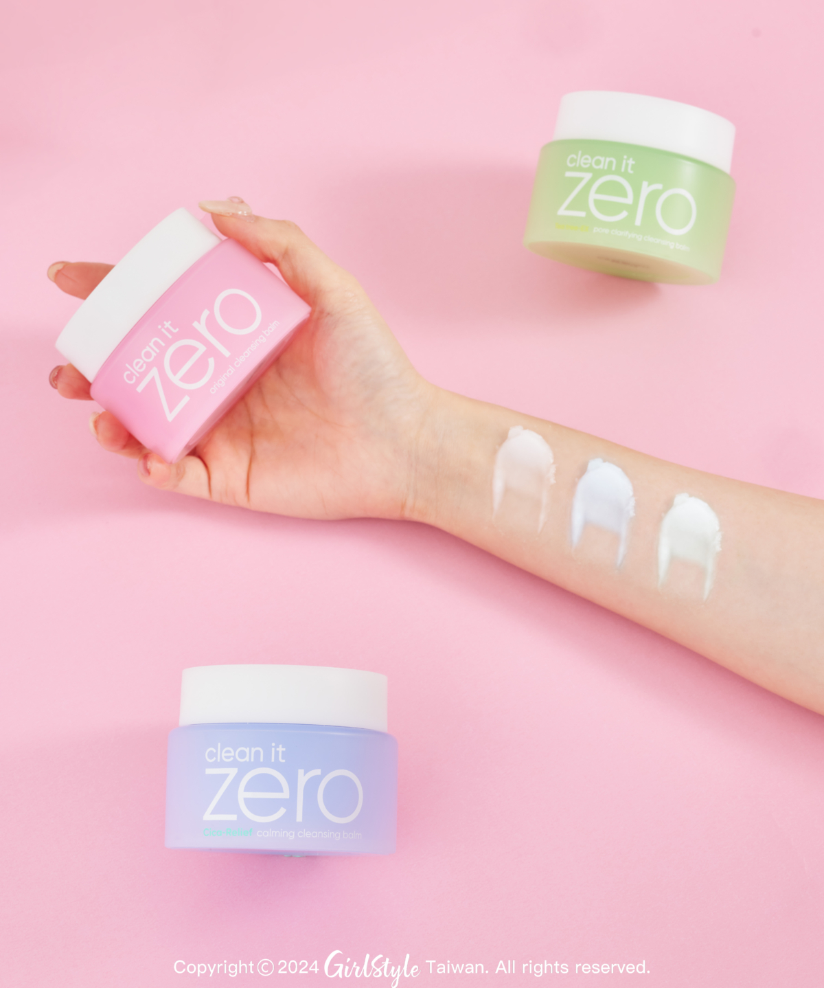 BANILA CO｜ZERO零感肌瞬淨卸妝霜-經典潤澤款（粉）、ZERO零感肌瞬淨卸妝霜-積雪草舒敏款（紫）、ZERO零感肌瞬淨卸妝霜-茶樹控油款（綠）