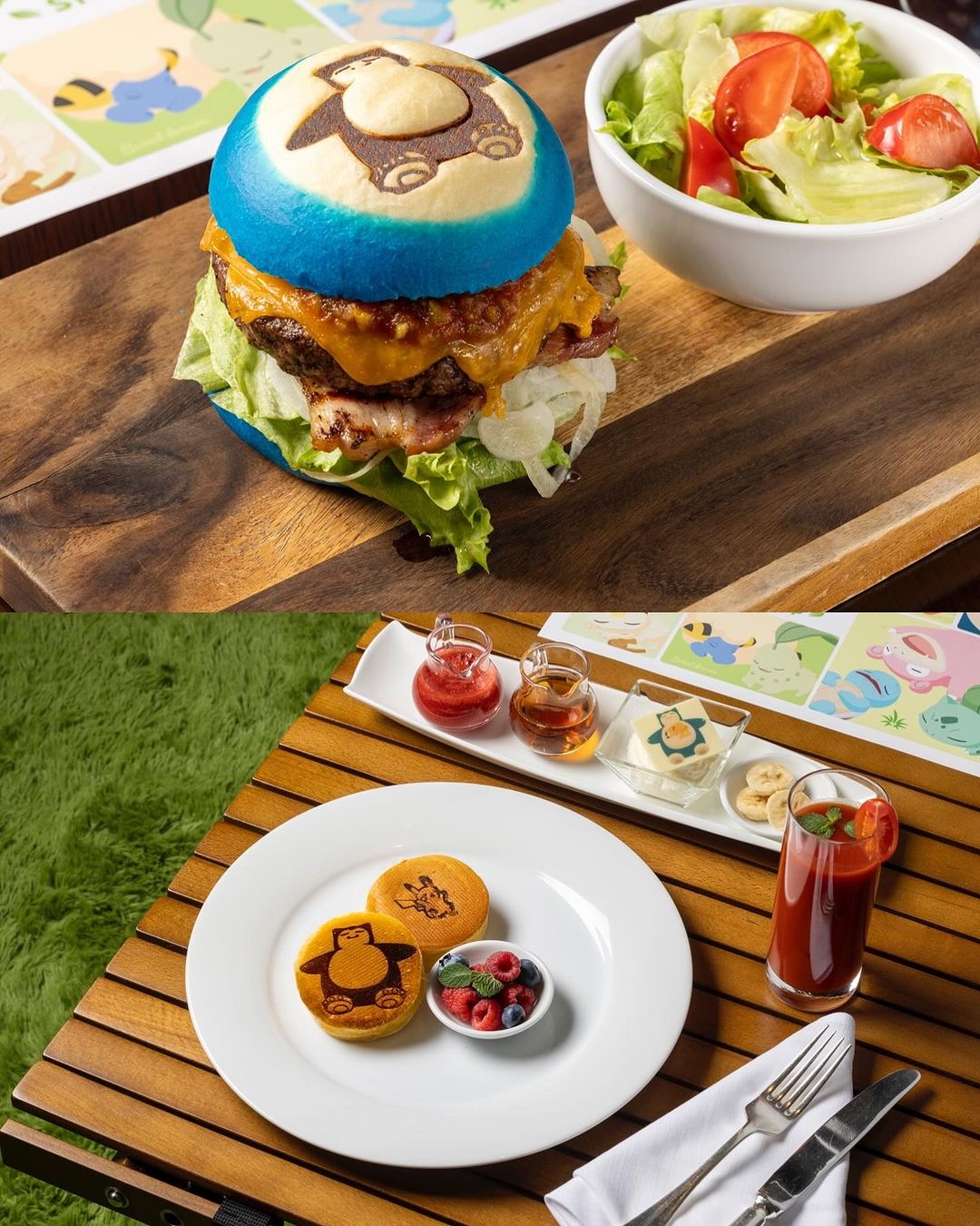 「卡比獸漢堡套餐」連飲品顏色都是寶可夢藍。