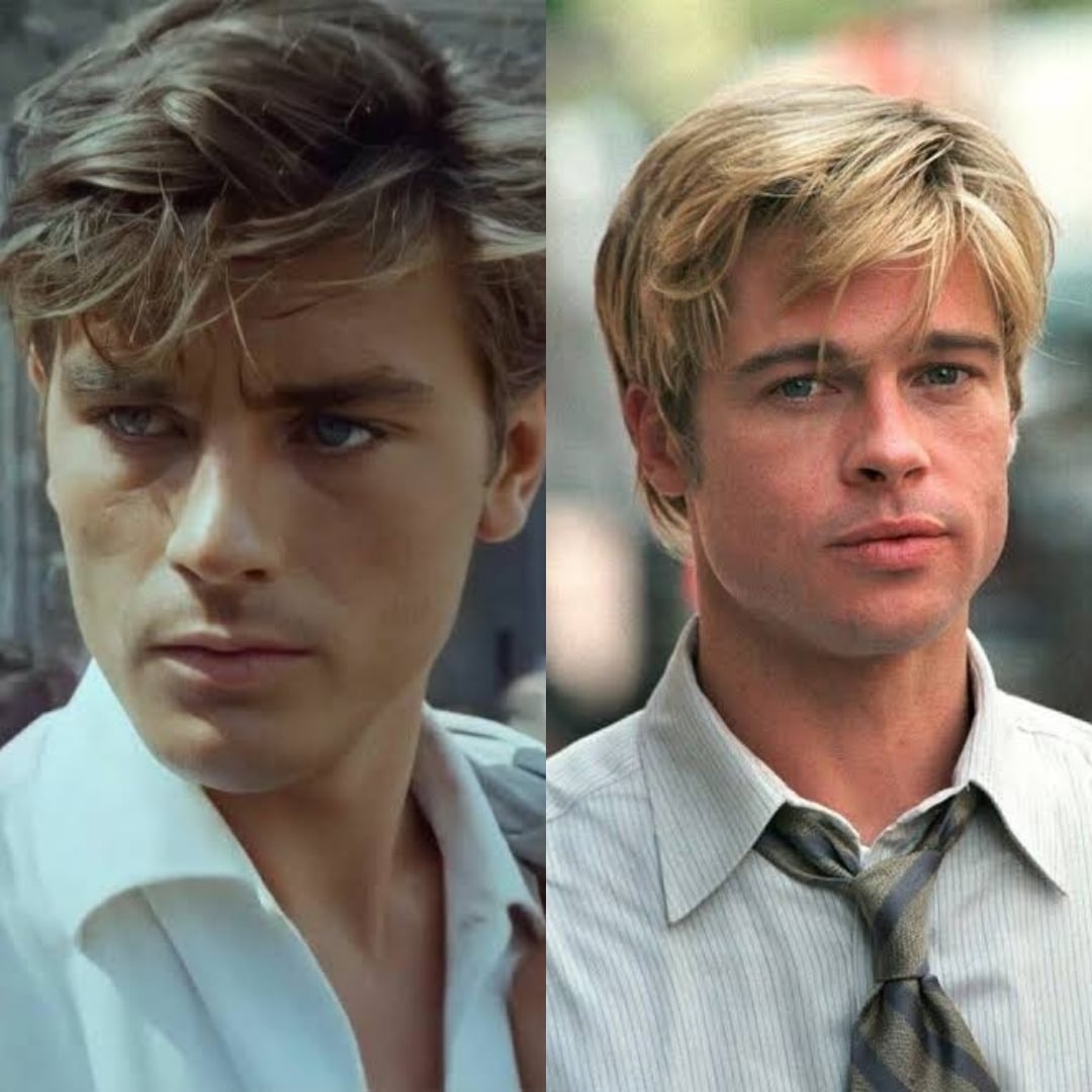 亞蘭德倫Alain Delon年輕臉蛋，對比後輩布萊德彼特