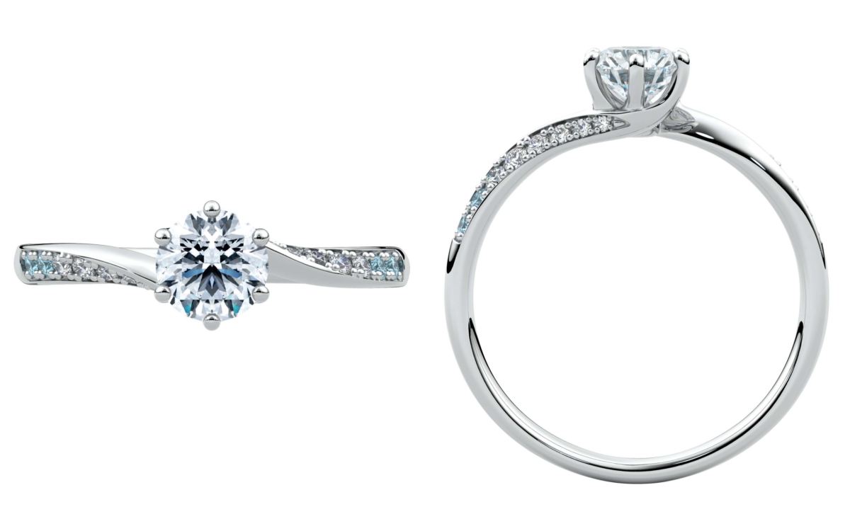 戀人系列 藍鑽求婚鑽戒( RS_010 )，PT鉑金NT$46,600主鑽價格另計