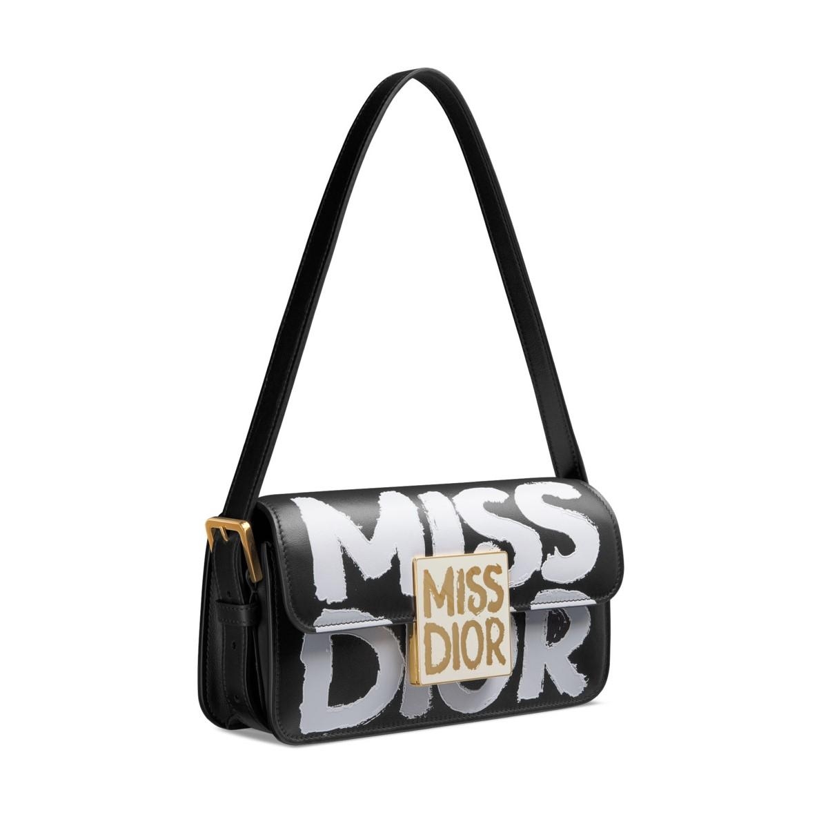 Dior MISS DIOR 黑色與白色MISS DIOR 印花小牛皮提包，NT$120,000