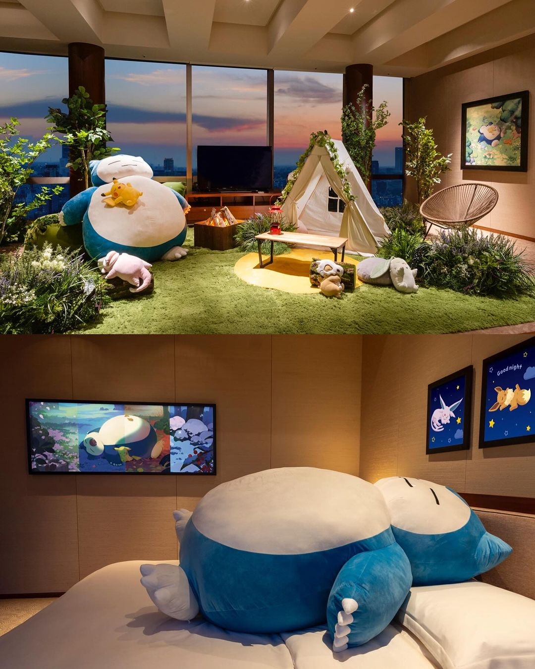 比人還大的卡比獸玩偶超吸睛！整個房間和牆壁上都是滿滿的寶可夢！