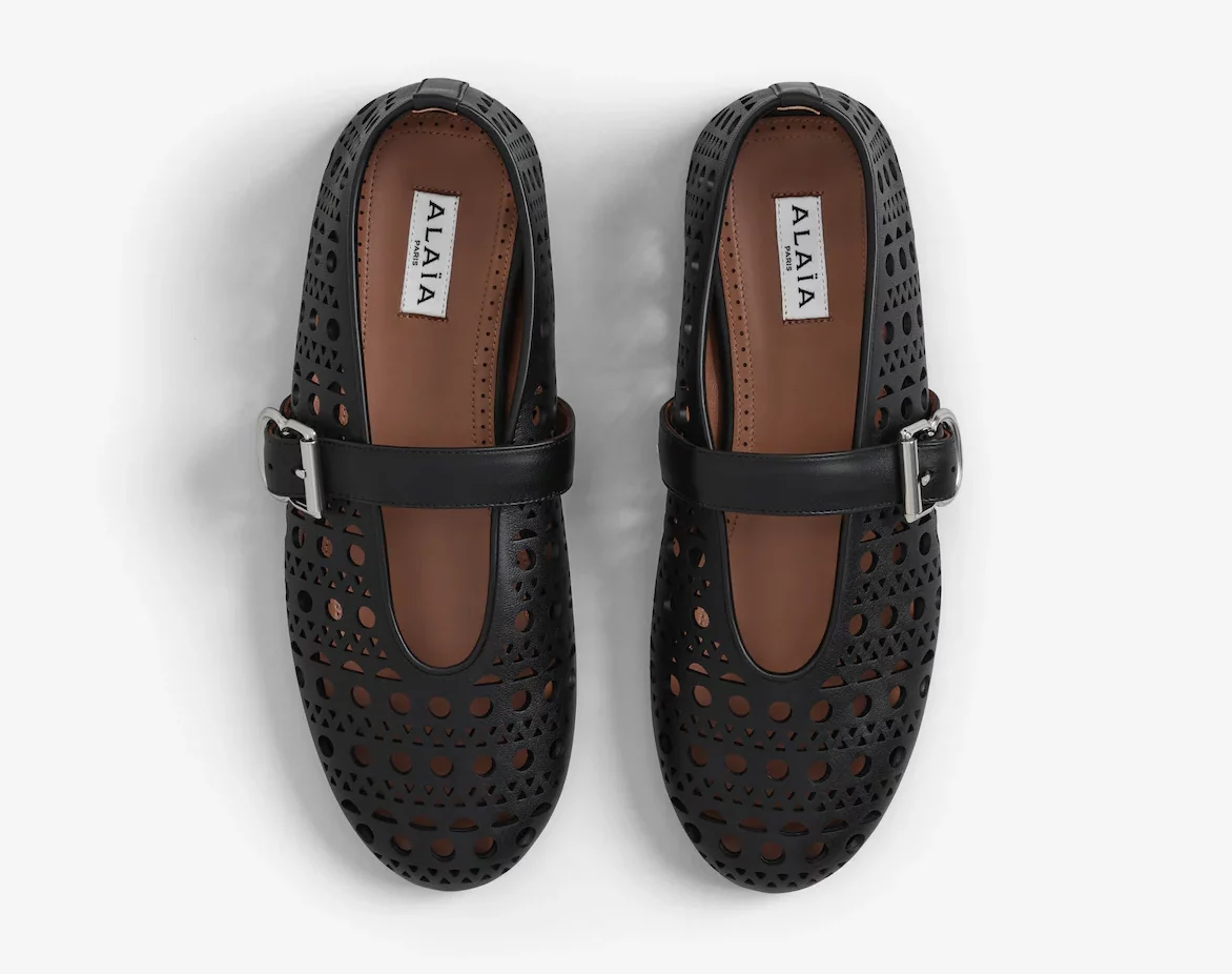 Alaïa 黑色維也納小羊皮芭蕾舞平底鞋,NT$35,100