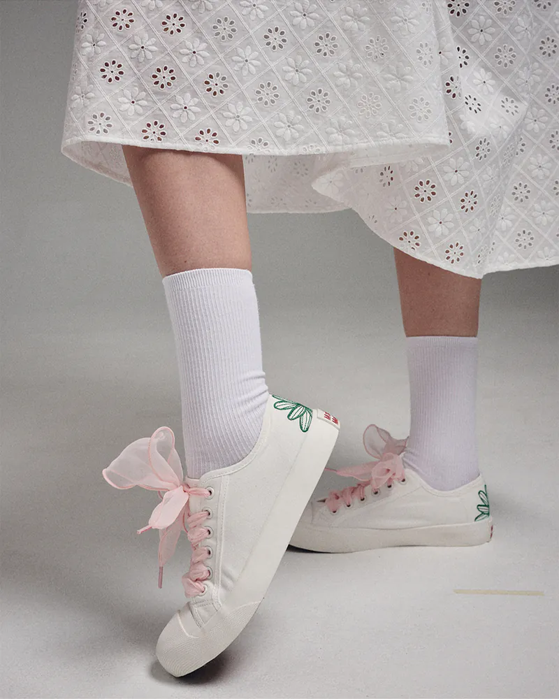 MARDI MERCREDI刺繡帆布鞋&絲帶鞋帶